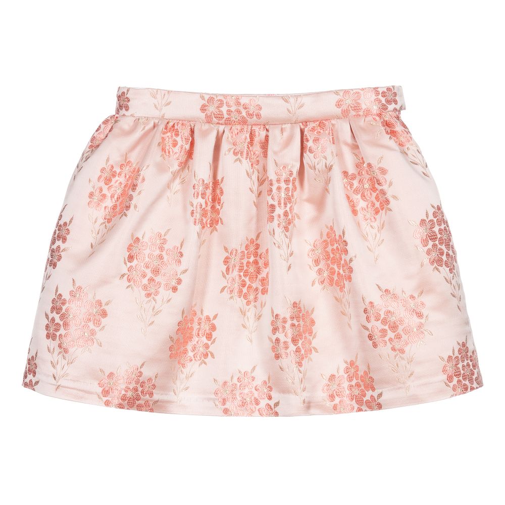 Hucklebones London-Pink Floral Jacquard Skirt | Childrensalon Outlet