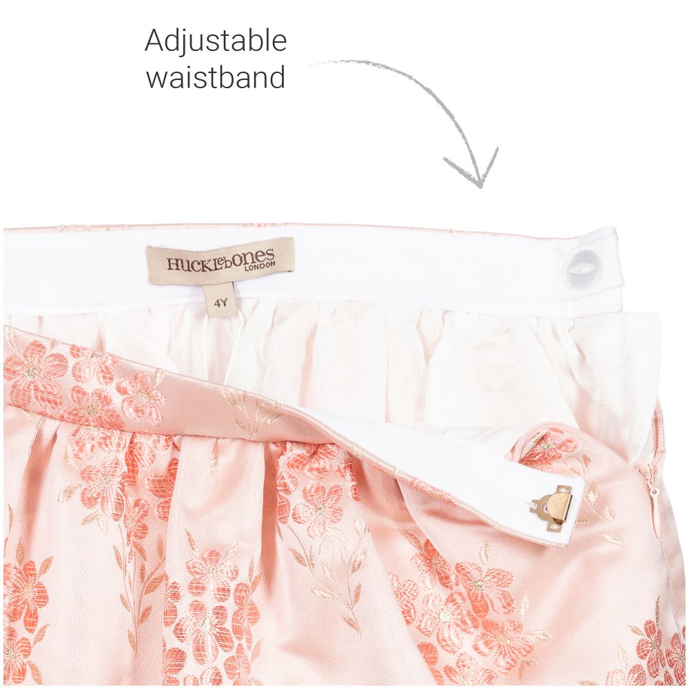 Hucklebones London-Pink Floral Jacquard Skirt | Childrensalon Outlet