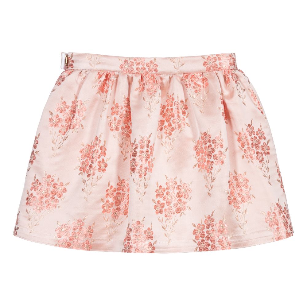 Hucklebones London-Pink Floral Jacquard Skirt | Childrensalon Outlet