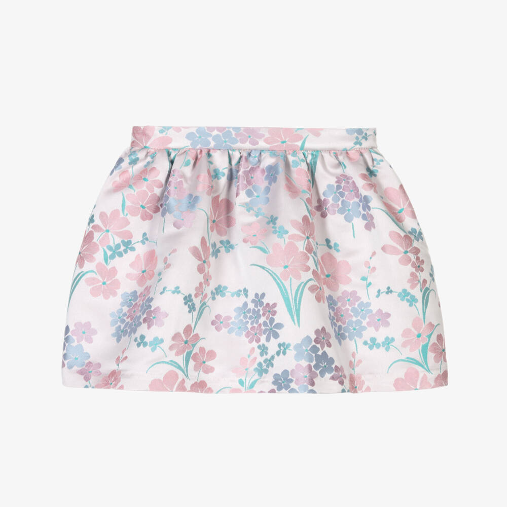Hucklebones London-Pink Floral Jacquard Skirt | Childrensalon Outlet