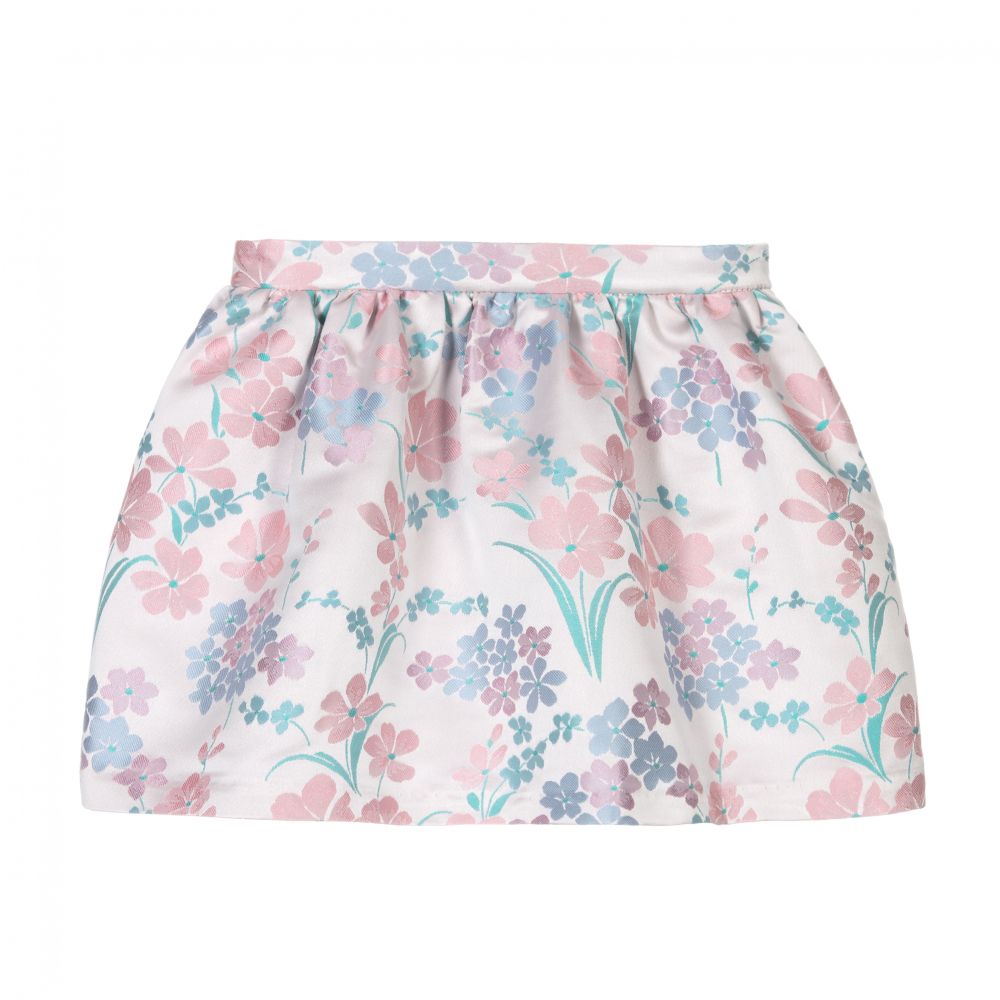 Hucklebones London - Pink Floral Jacquard Skirt | Childrensalon