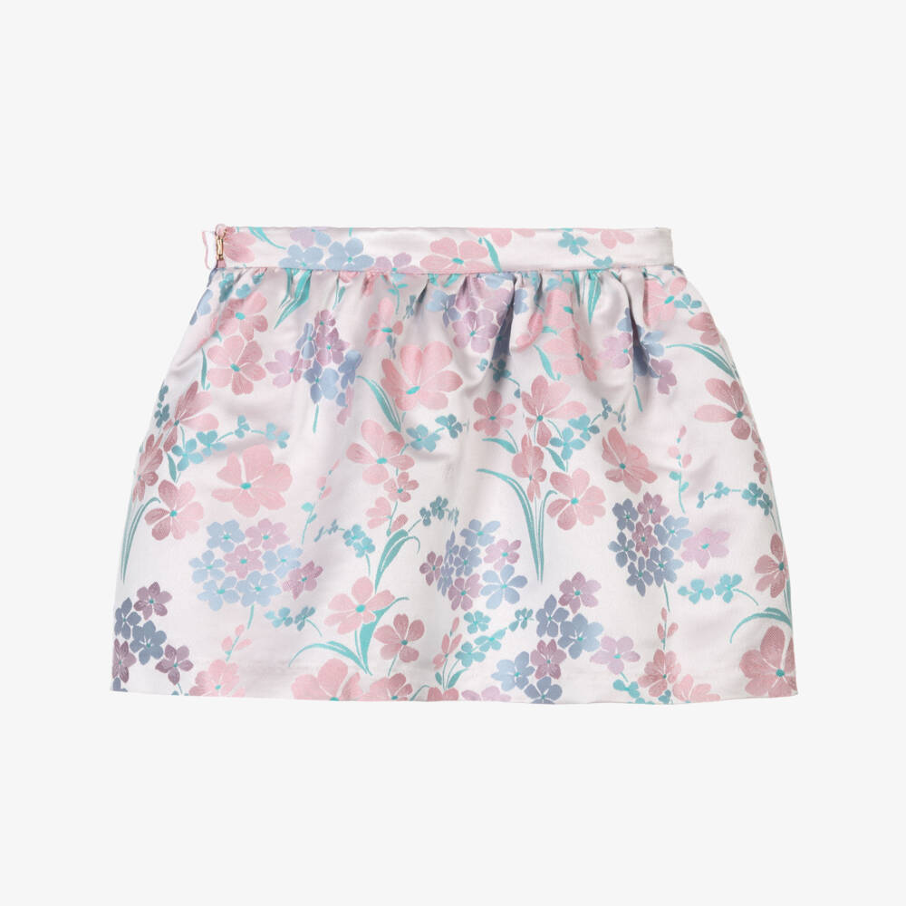 Hucklebones London-Pink Floral Jacquard Skirt | Childrensalon Outlet