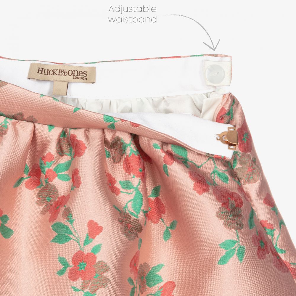 Hucklebones London-Pink Floral Jacquard Skirt | Childrensalon Outlet
