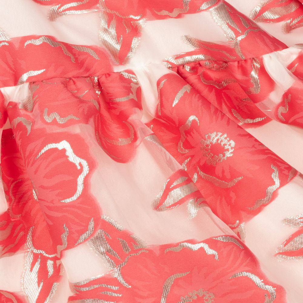 Hucklebones London-Розовое платье из органзы с цветами | Childrensalon Outlet
