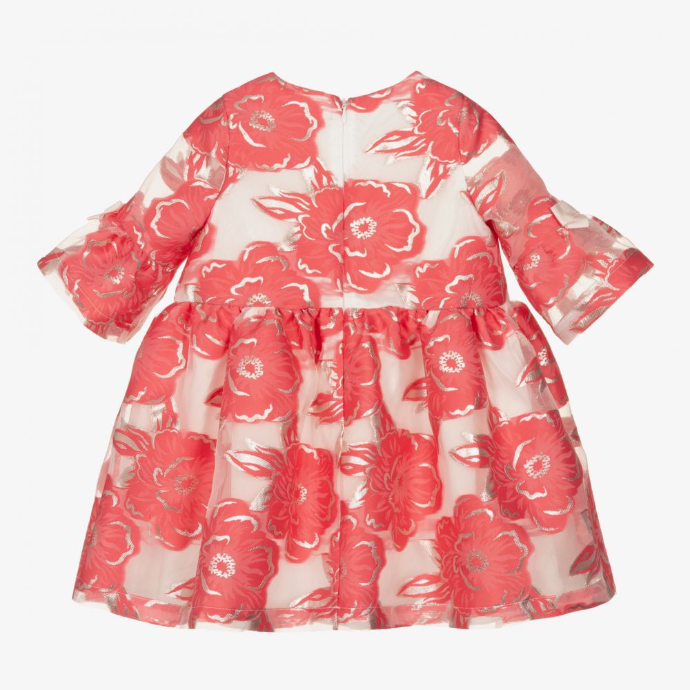 Hucklebones London-Розовое платье из органзы с цветами | Childrensalon Outlet