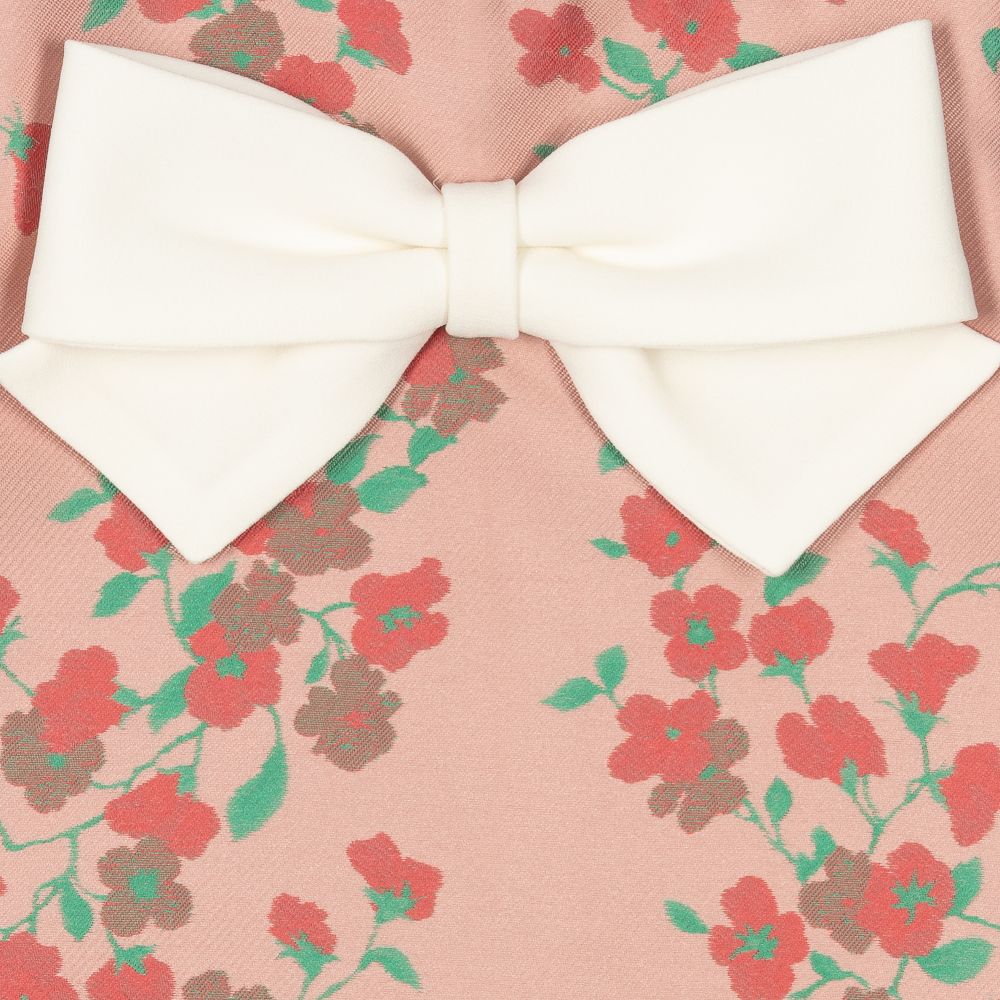 Hucklebones London-Розовое атласное платье-трапеция с цветами | Childrensalon Outlet