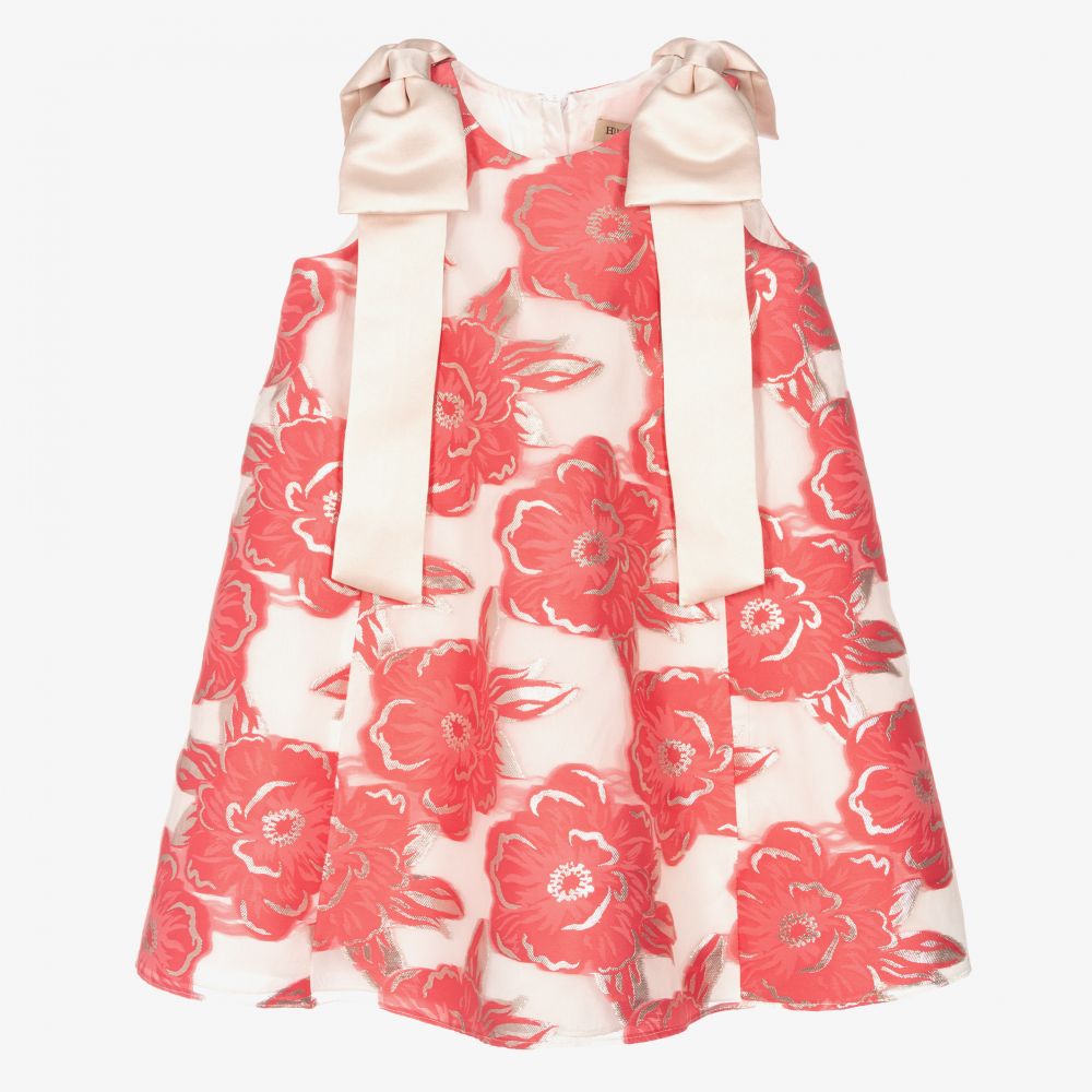 Hucklebones London - Розовое платье-трапеция с цветами  | Childrensalon