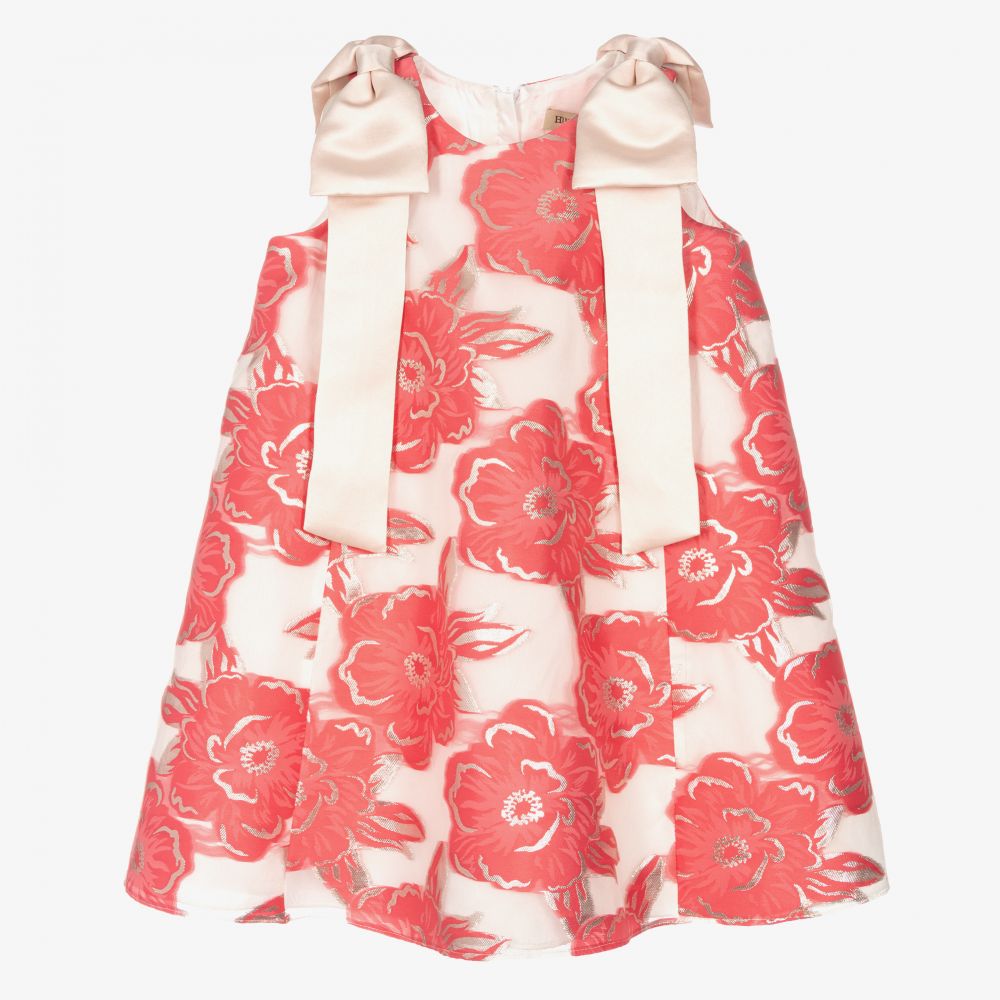 Hucklebones London-Pink Floral Trapeze Dress  | Childrensalon Outlet