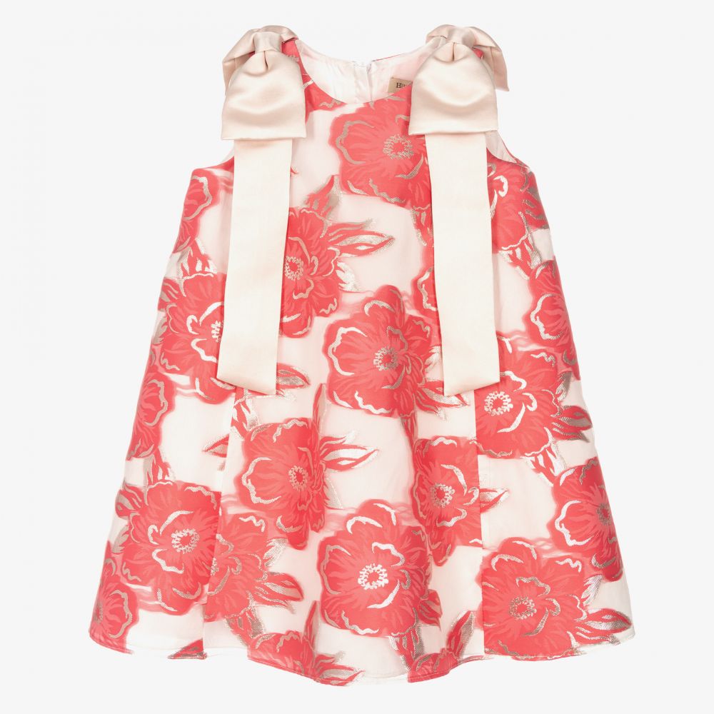 Hucklebones London - Robe trapèze rose à fleurs  | Childrensalon