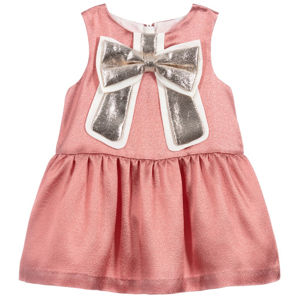 Hucklebones London - Robe rose à nœud doré Bébé | Childrensalon