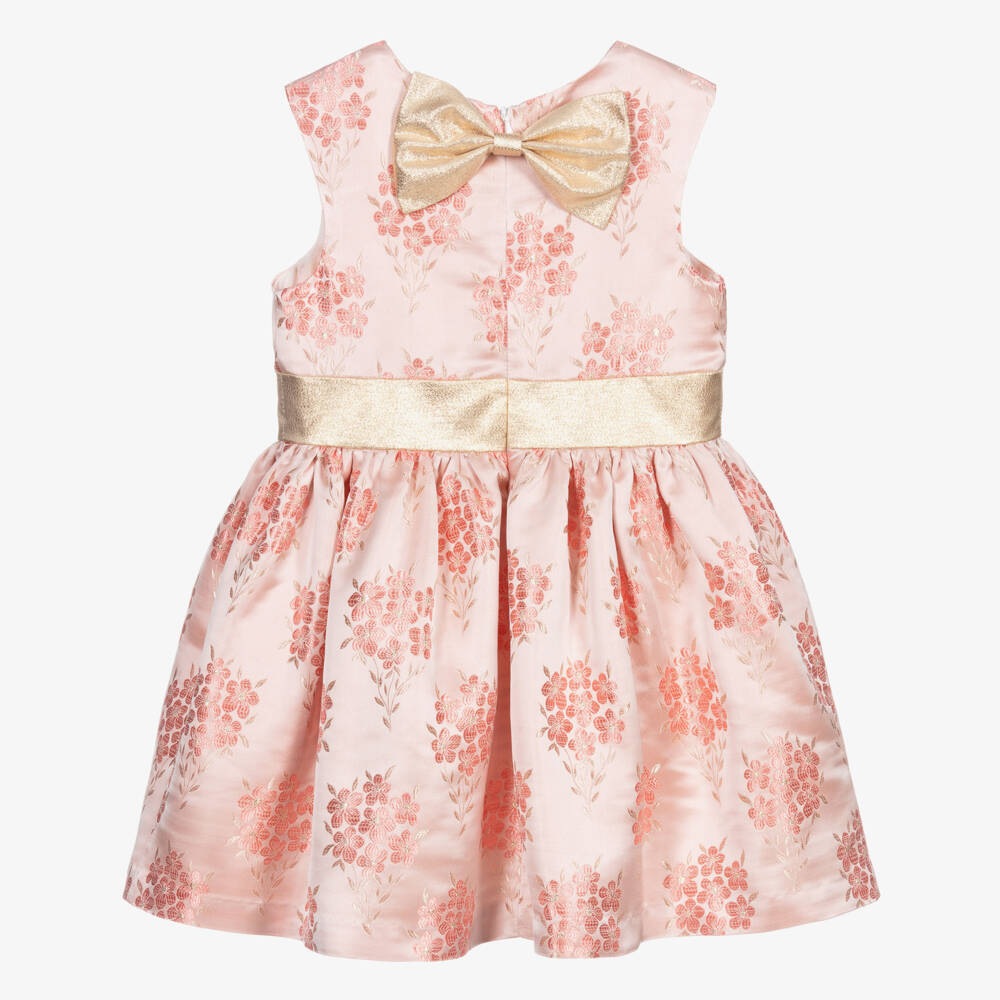 Hucklebones London-Pink & Gold Jacquard Dress | Childrensalon Outlet