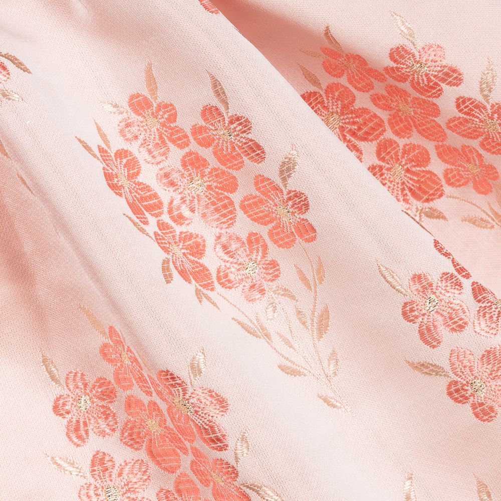 هاكل بونز لندن-فستان جاكارد ساتان لون زهري و ذهبي | Childrensalon Outlet