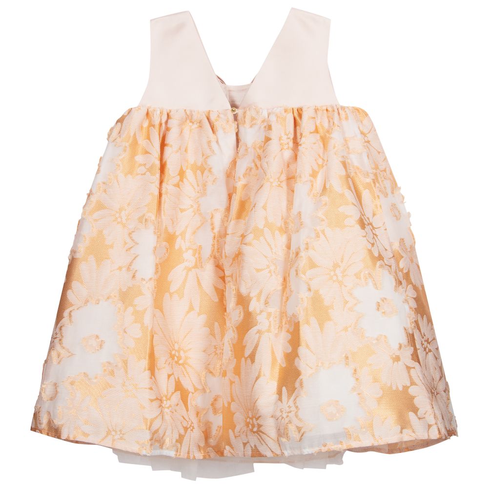 Hucklebones London-Pink & Gold Jacquard Dress | Childrensalon Outlet