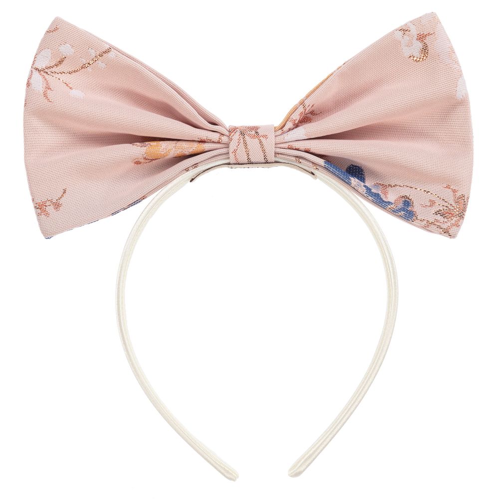 Hucklebones London-طوق للشعر ساتان لون عاجي و زهري | Childrensalon Outlet