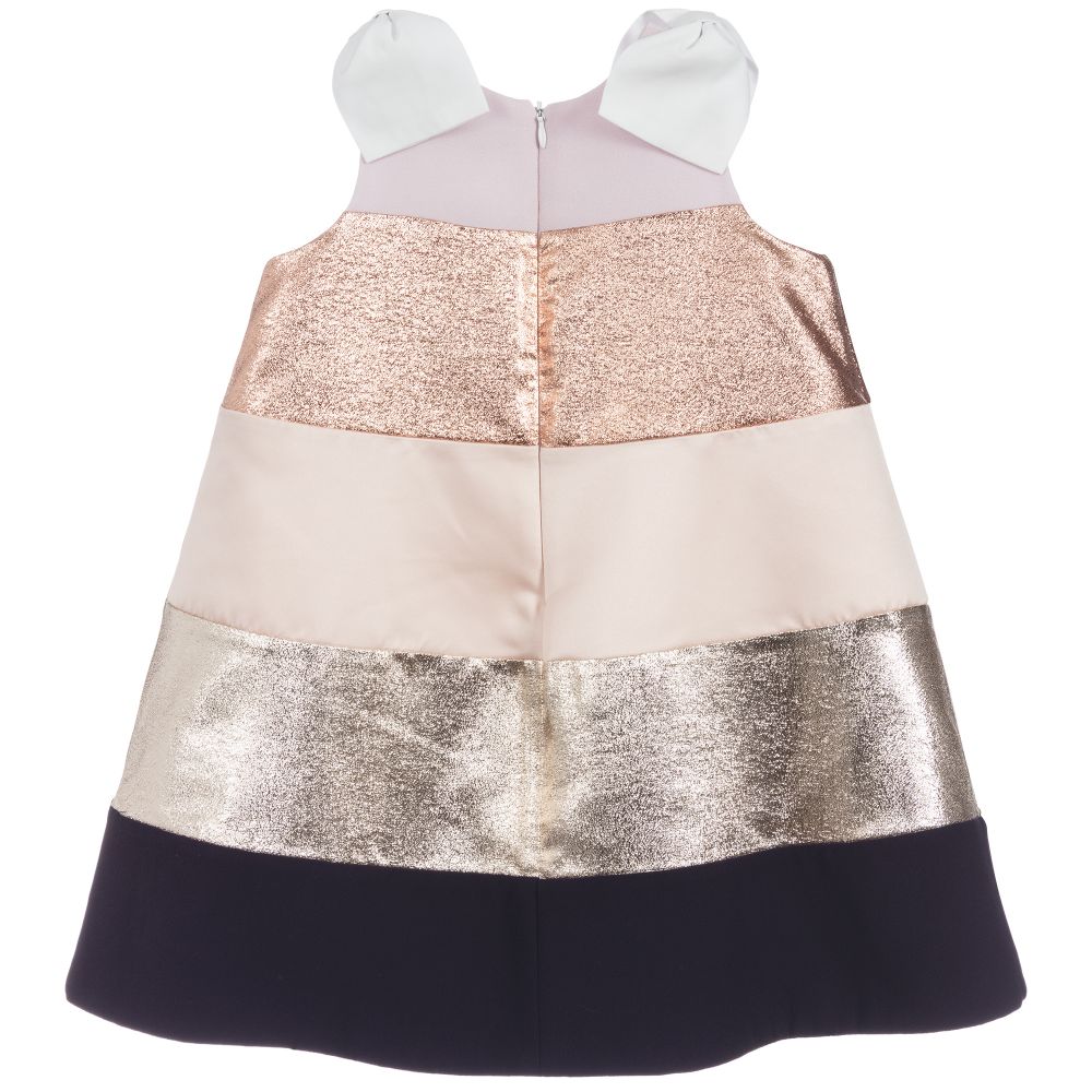 Hucklebones London-Pink & Gold Striped Dress  | Childrensalon Outlet