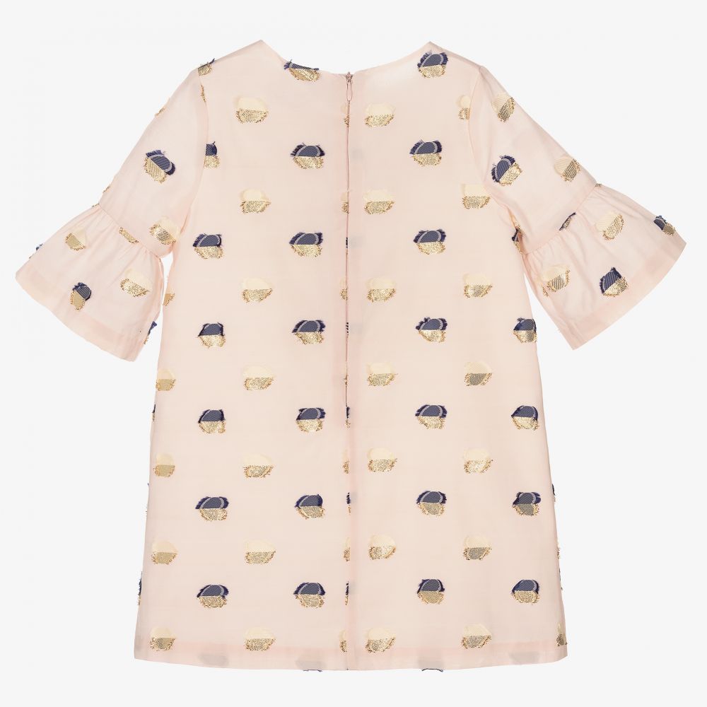 Hucklebones London-Розовое жаккардовое платье с сердечками | Childrensalon Outlet