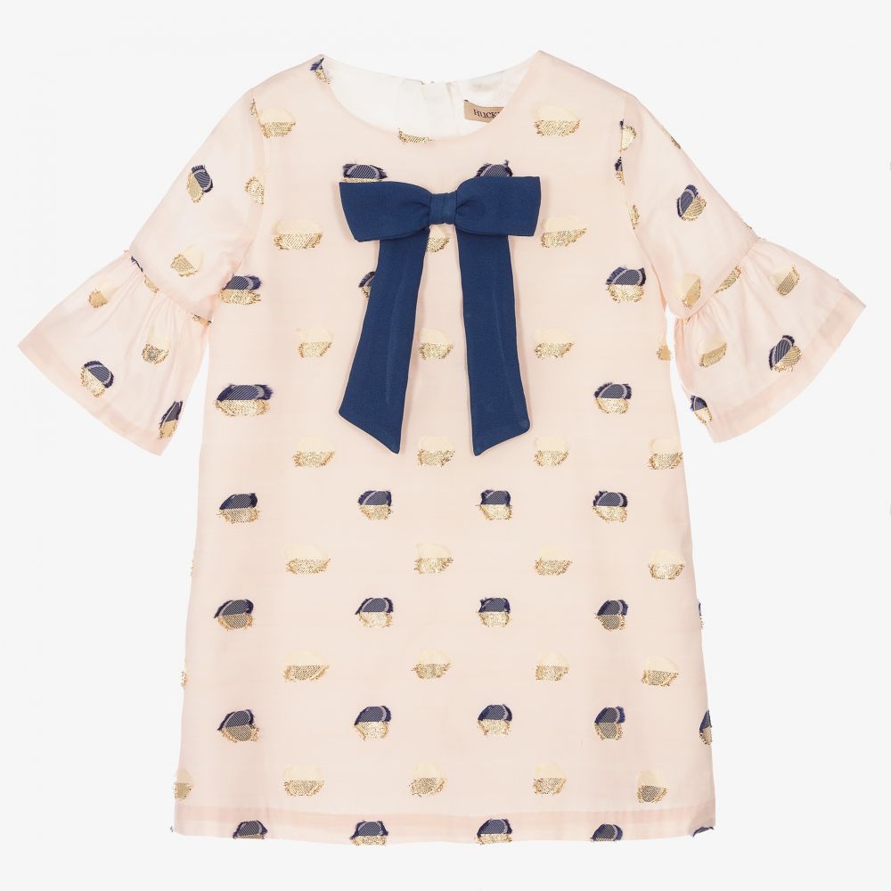 Hucklebones London - Robe rose en jacquard à cœurs | Childrensalon