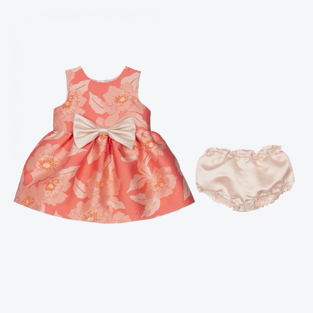 Hucklebones London-Pink Jacquard Baby Dress Set | Childrensalon Outlet