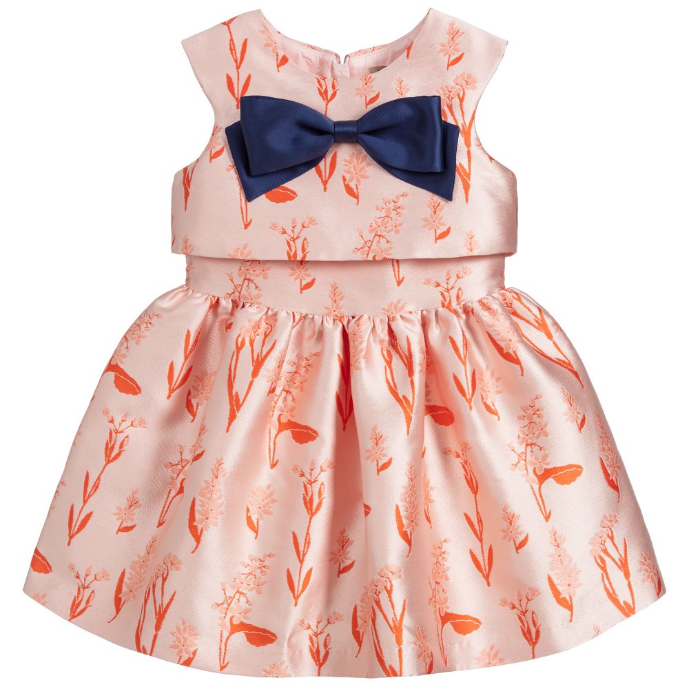Hucklebones London-فستان جاكارد لون زهري وبرتقالي | Childrensalon Outlet