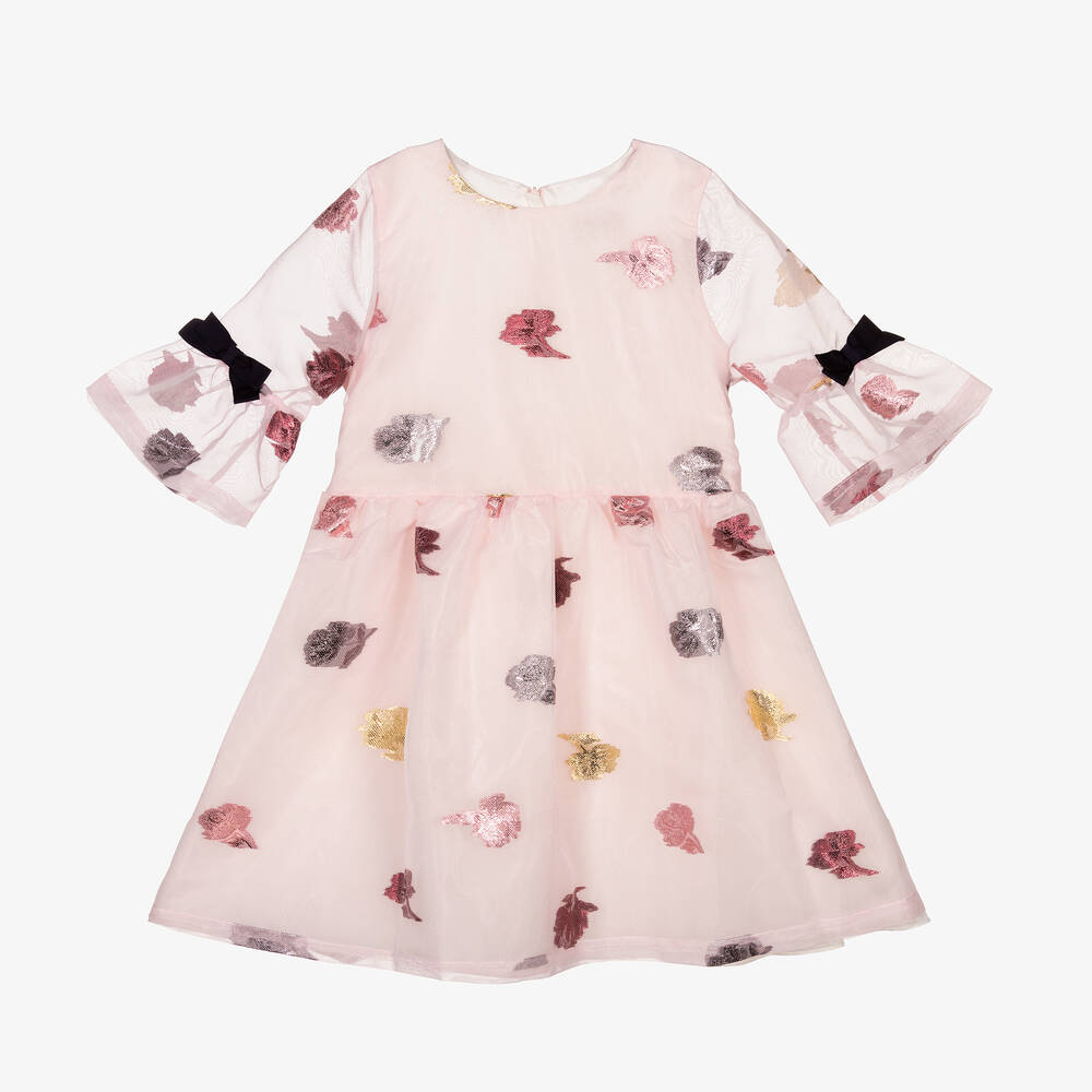 Hucklebones London - Pink Organza Jacquard Dress | Childrensalon