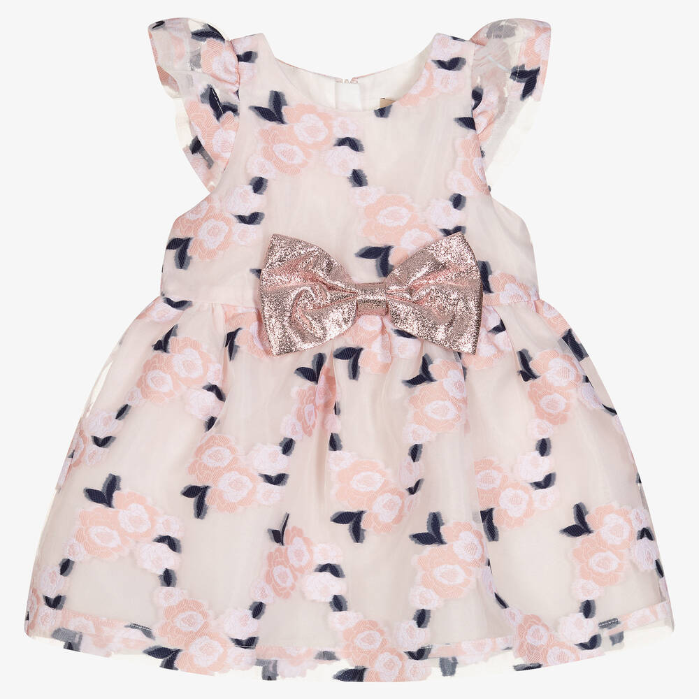 Hucklebones London-Pink Organza Jacquard Dress Set | Childrensalon Outlet
