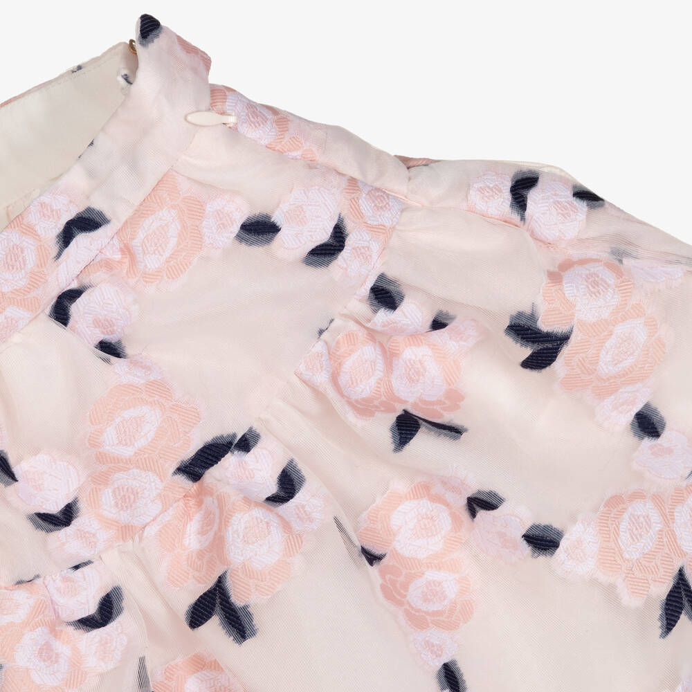 Hucklebones London-Pink Organza Jacquard Skirt | Childrensalon Outlet