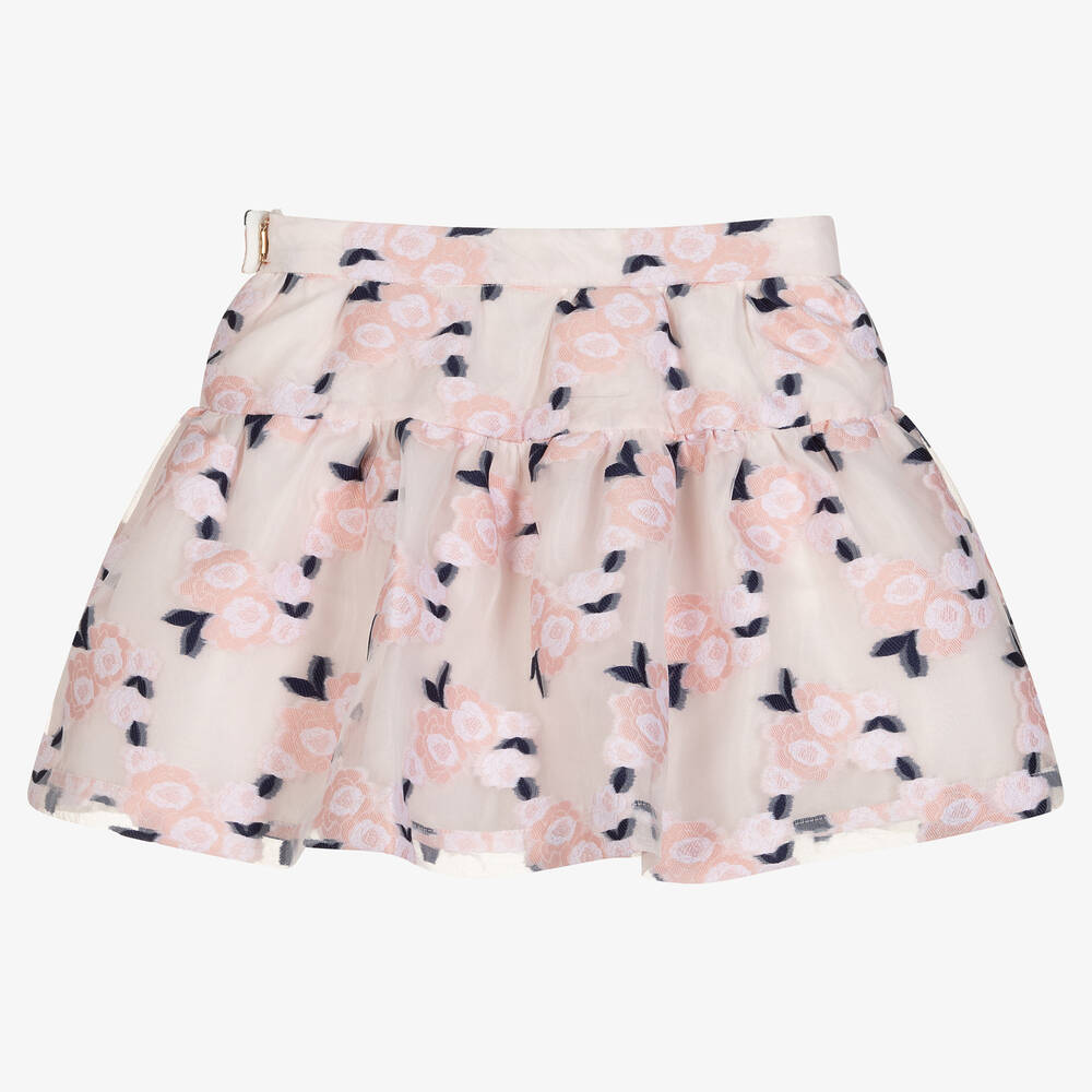 Hucklebones London-Pink Organza Jacquard Skirt | Childrensalon Outlet