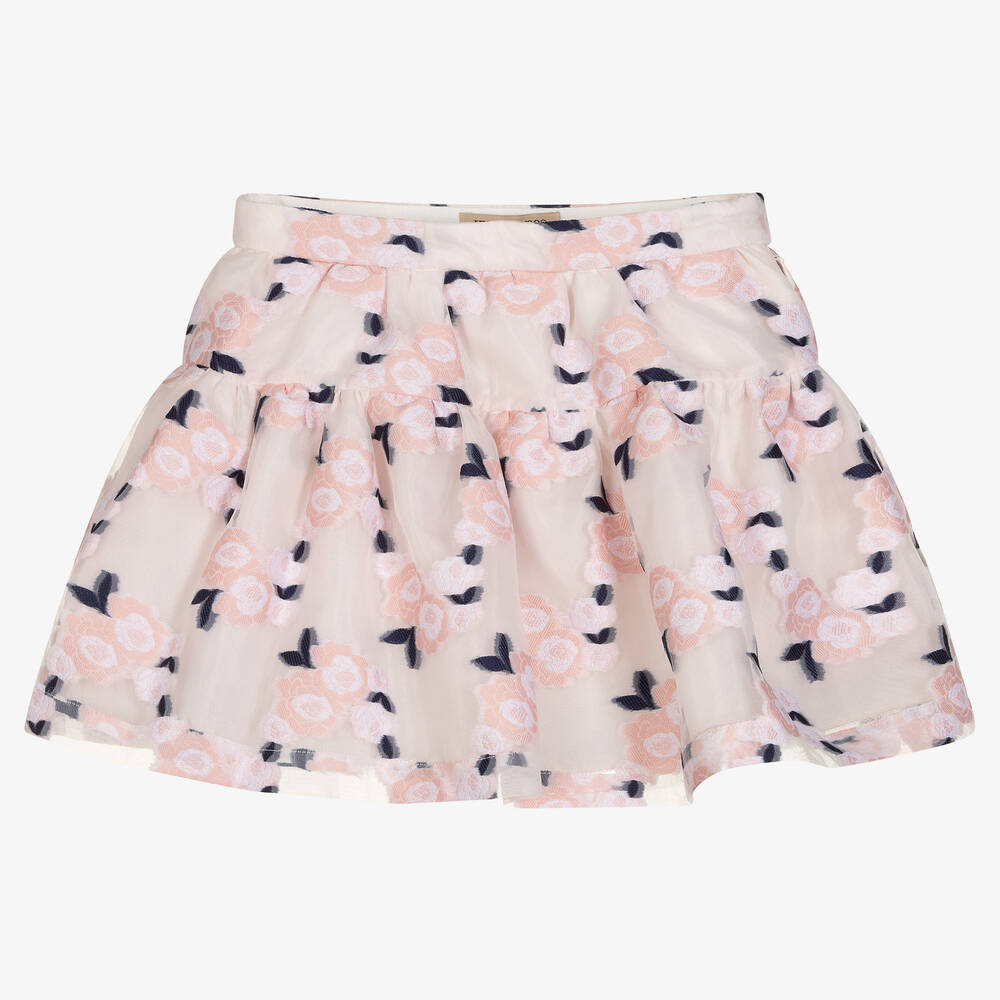 Hucklebones London-Pink Organza Jacquard Skirt | Childrensalon Outlet