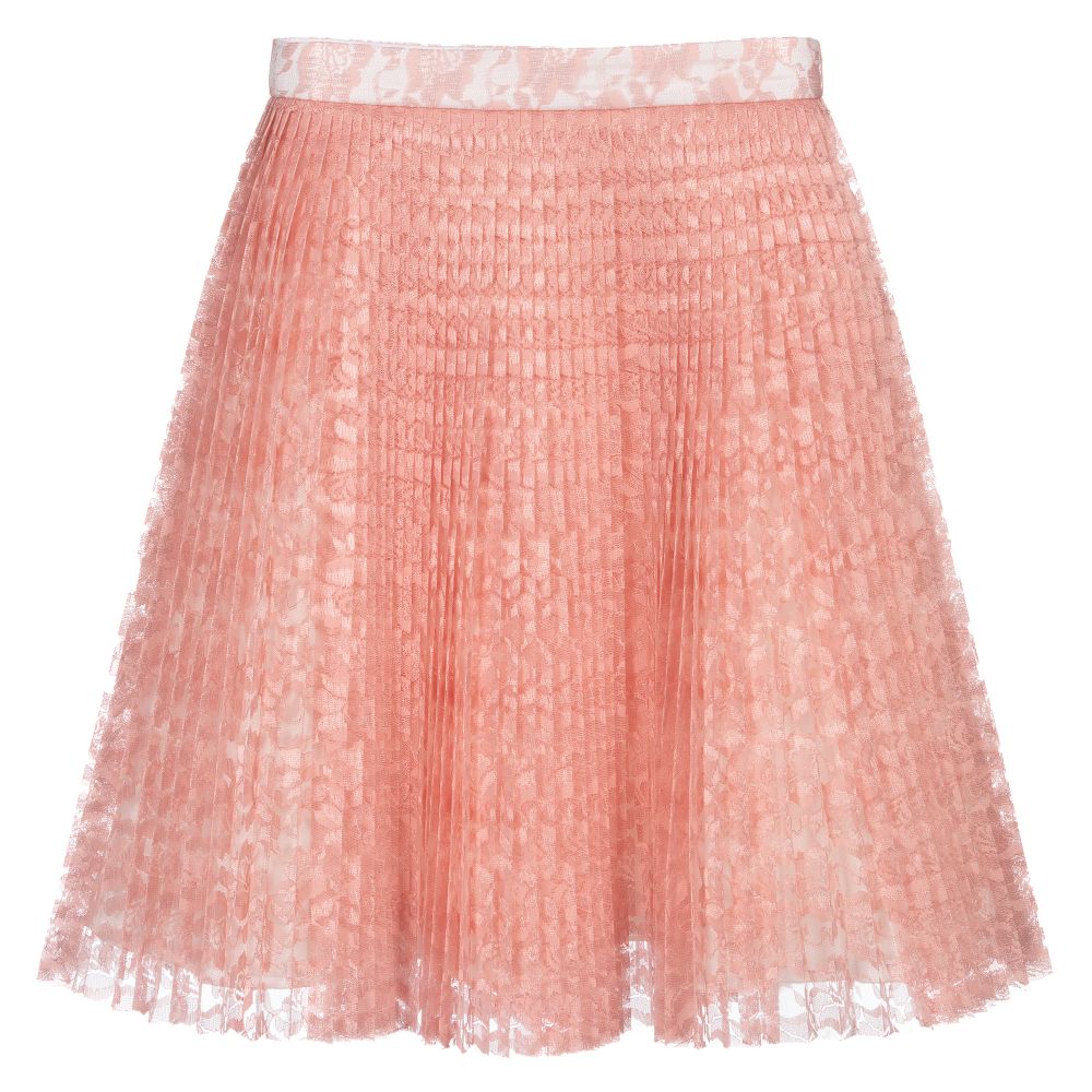 Hucklebones London - Pink Pleated Lace Skirt | Childrensalon