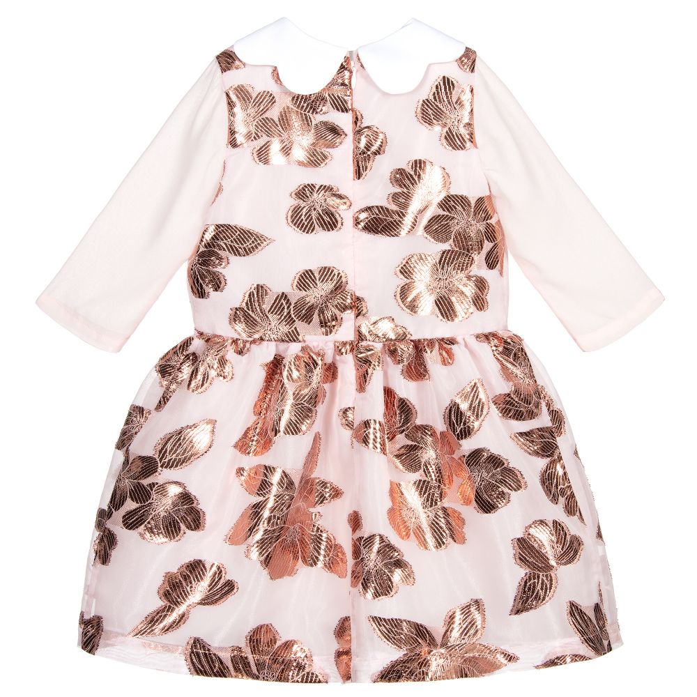 Hucklebones London-Pink & Rose Gold Brocade Dress | Childrensalon Outlet