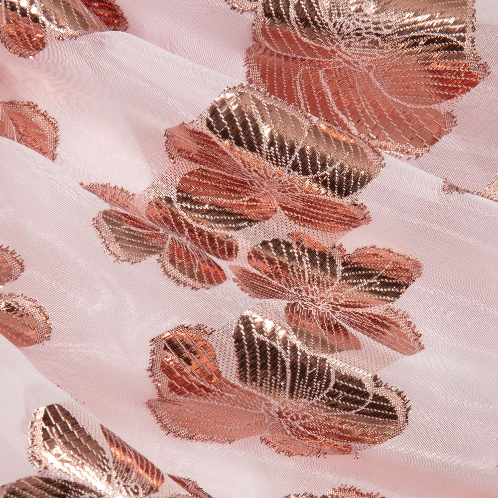 Hucklebones London-Розово-золотистое платье из парчи | Childrensalon Outlet