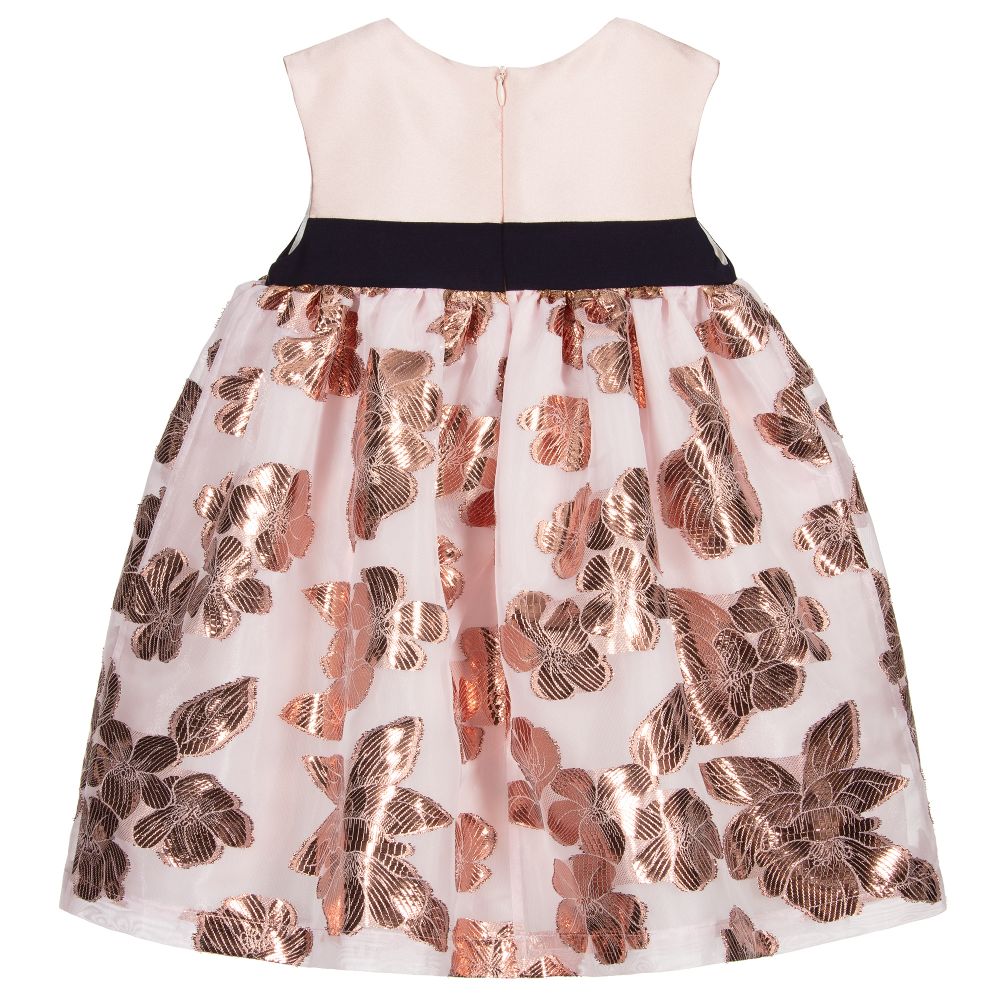Hucklebones London-Розово-золотистое платье из парчи | Childrensalon Outlet