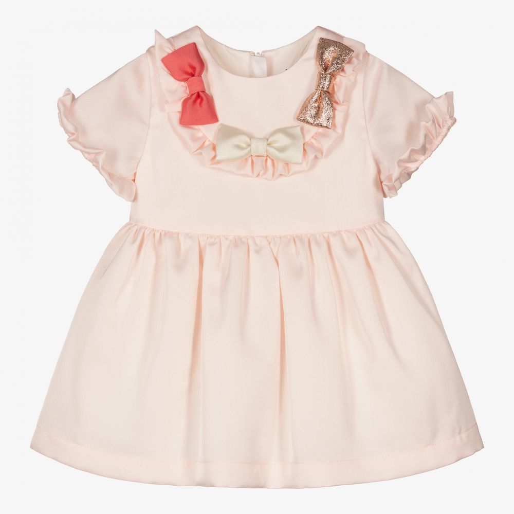 Hucklebones London - Pink Satin Baby Dress Set | Childrensalon