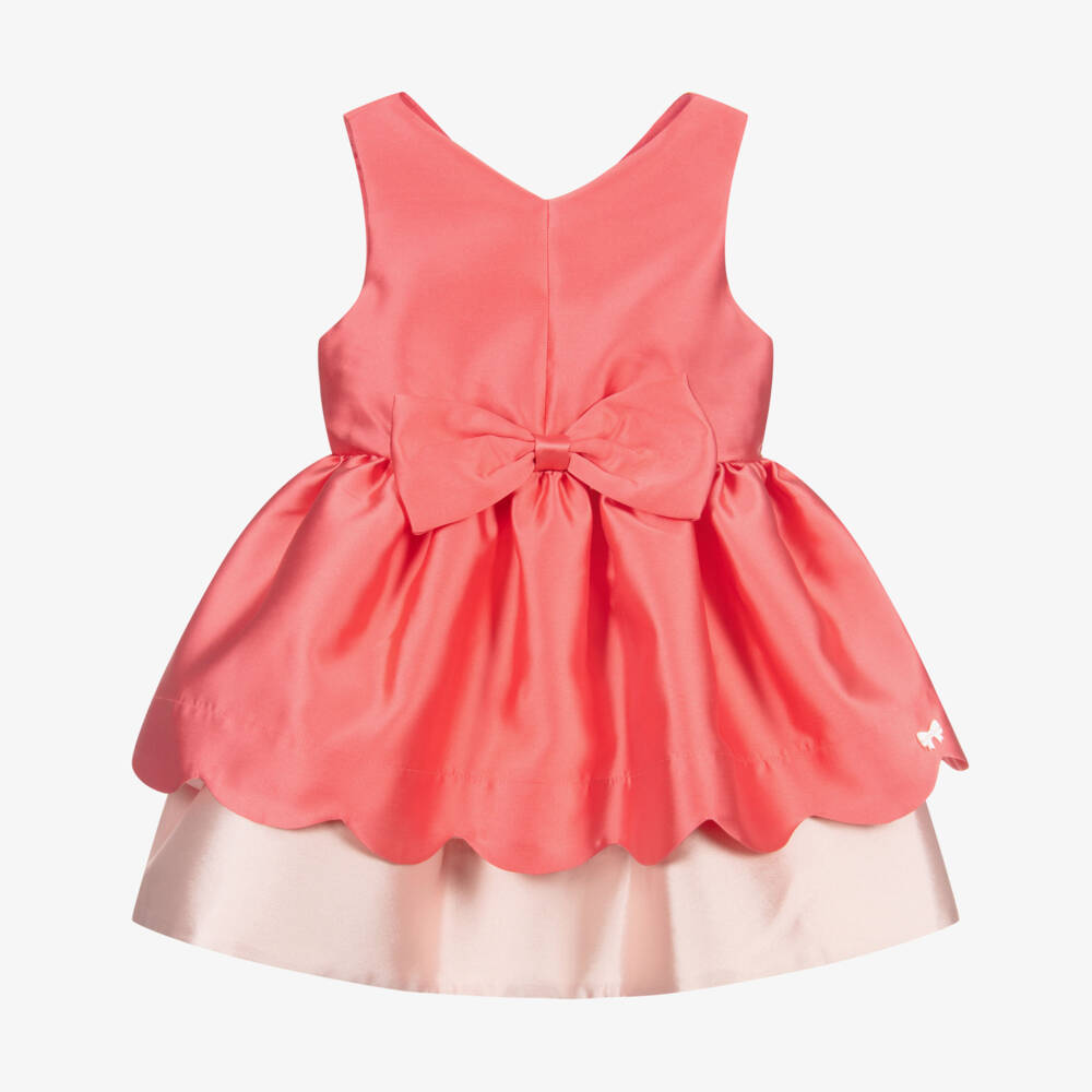 Hucklebones London-فستان ساتان بفيونكة لون زهري | Childrensalon Outlet