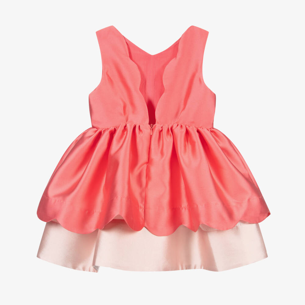 Hucklebones London-Розовое атласное платье с бантом | Childrensalon Outlet