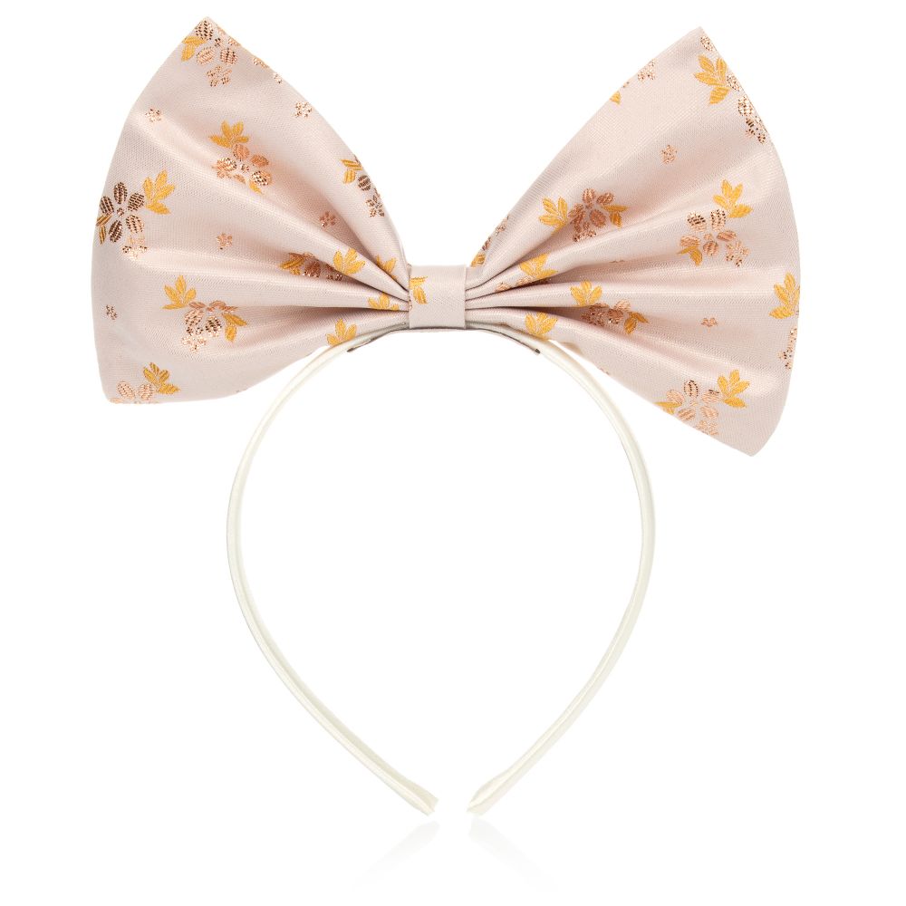 Hucklebones London - Pink Satin Bow Hairband (18cm) | Childrensalon