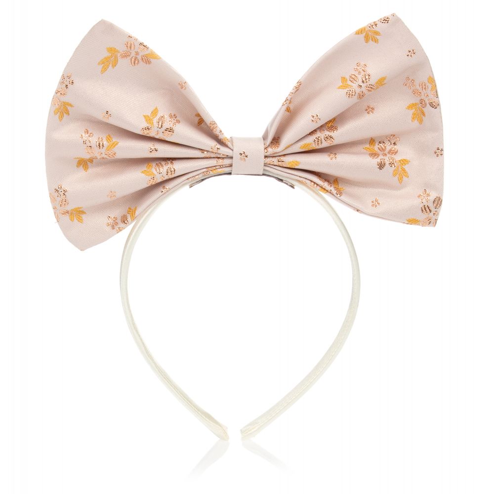 Hucklebones London-Pink Satin Bow Hairband (18cm) | Childrensalon Outlet