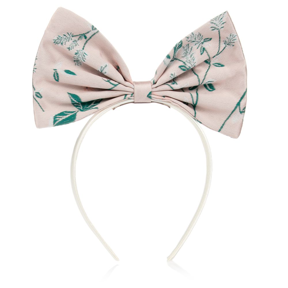 Hucklebones London-Pink Satin Bow Hairband (18cm) | Childrensalon Outlet