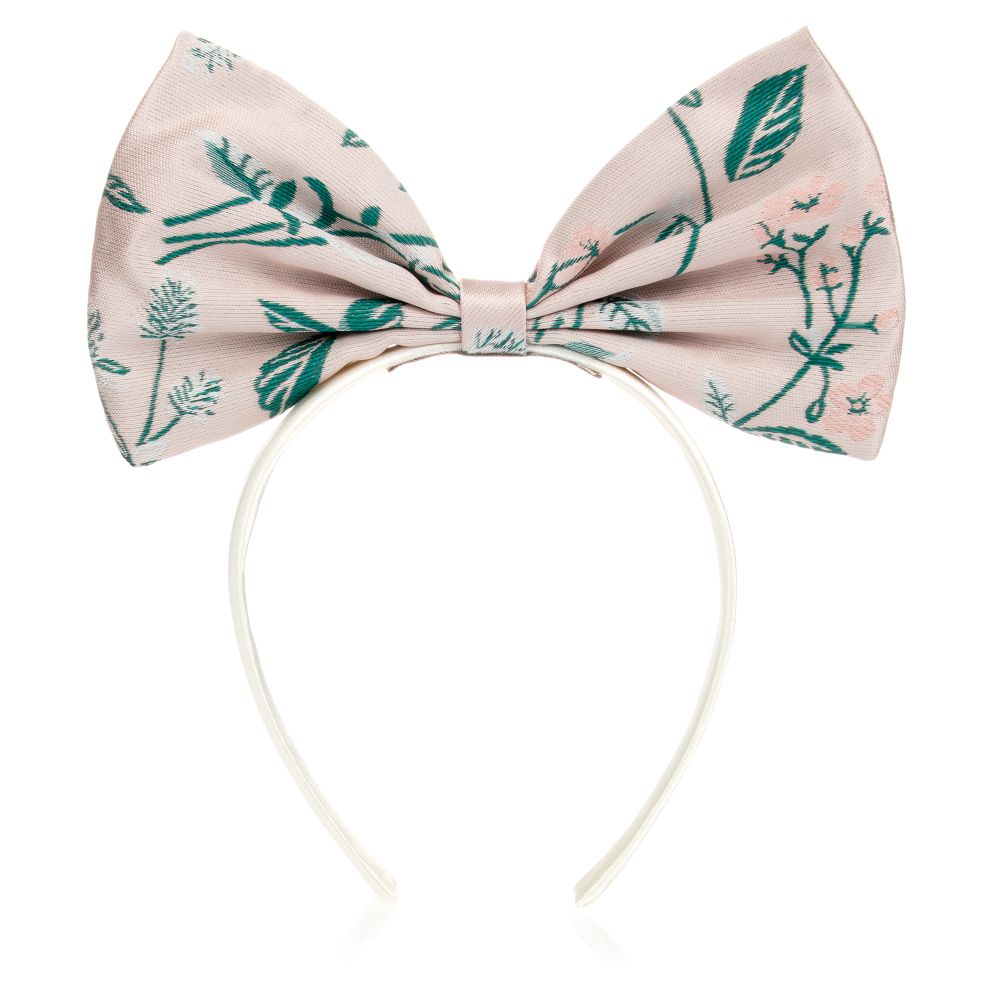 Hucklebones London - Pink Satin Bow Hairband (18cm) | Childrensalon