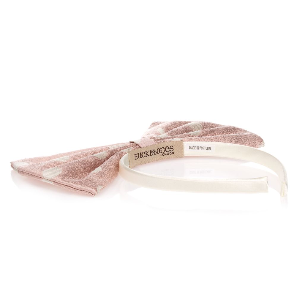 Hucklebones London-Pink Satin Bow Hairband (19cm) | Childrensalon Outlet