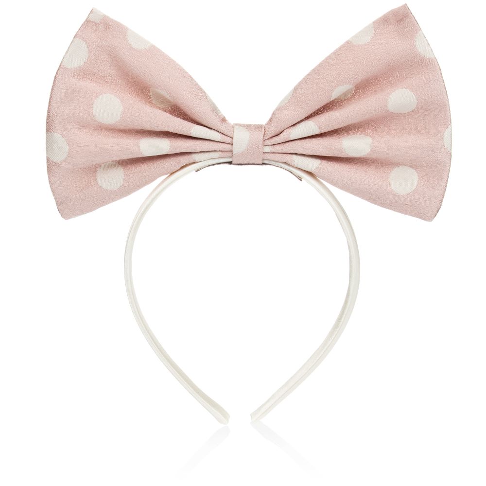 Hucklebones London - Pink Satin Bow Hairband (19cm) | Childrensalon