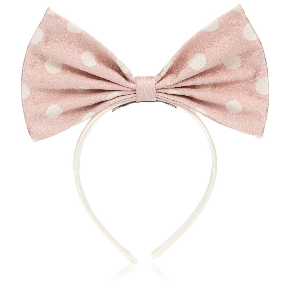 Hucklebones London-Pink Satin Bow Hairband (19cm) | Childrensalon Outlet