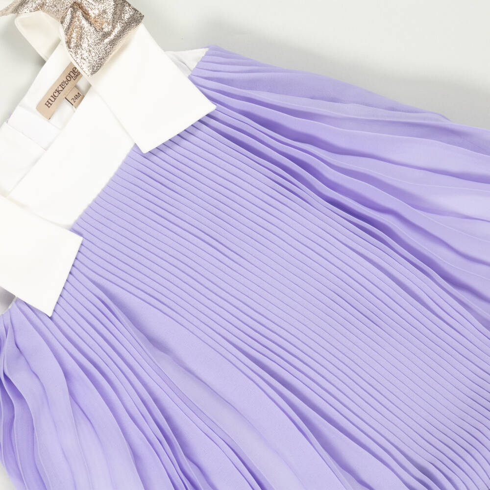 Hucklebones London-Preloved Baby Girls Purple Pleated Chiffon Dress (24 months) | Childrensalon Outlet