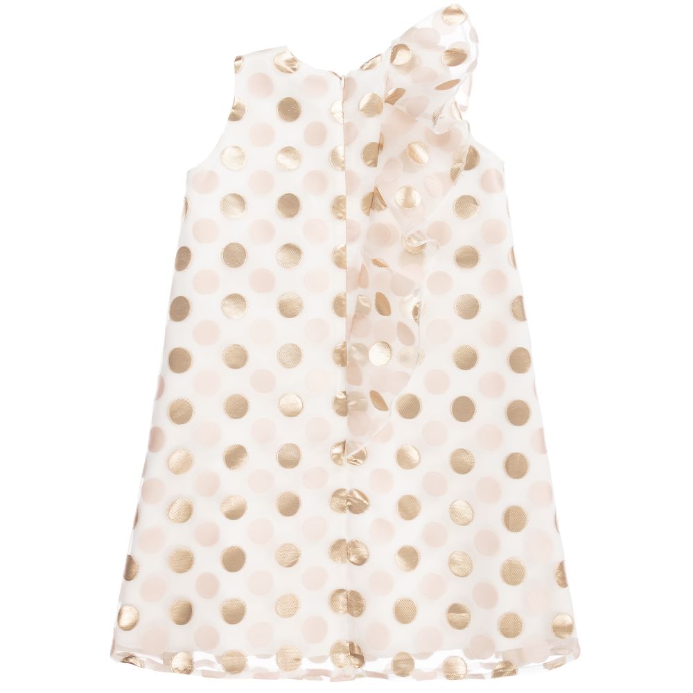 Hucklebones London-Teen Ivory & Gold Dot Dress | Childrensalon Outlet