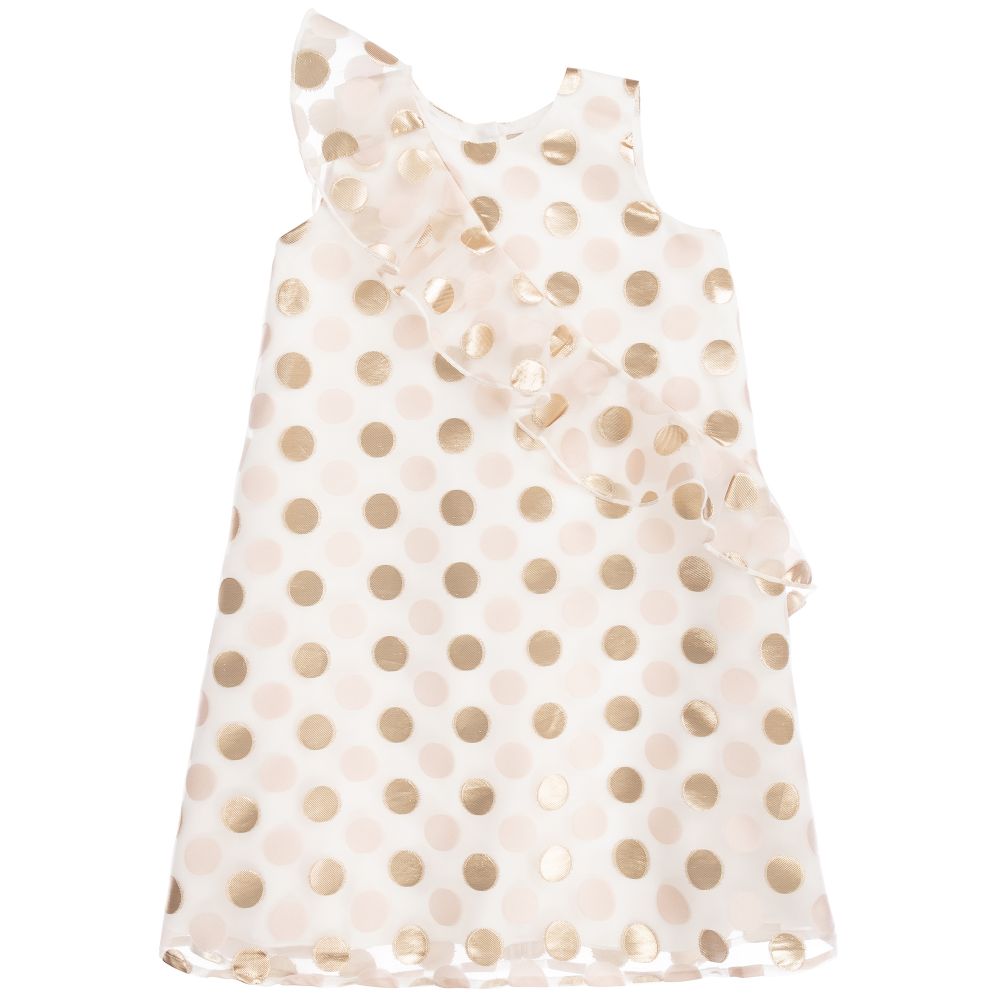 Hucklebones London - Teen Ivory & Gold Dot Dress | Childrensalon