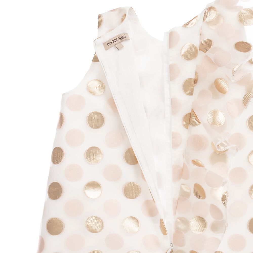 Hucklebones London-Teen Ivory & Gold Dot Dress | Childrensalon Outlet