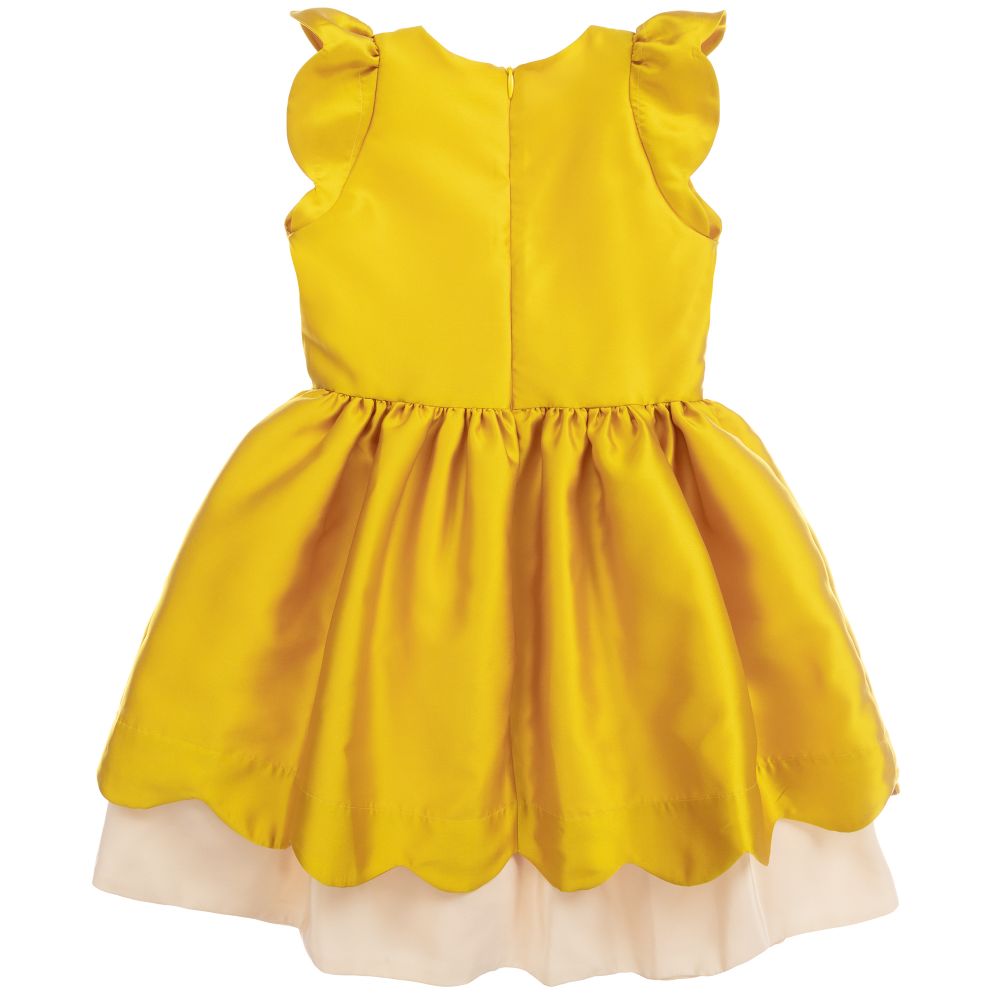 Hucklebones London-Teen Yellow & Ivory Satin Dress  | Childrensalon Outlet