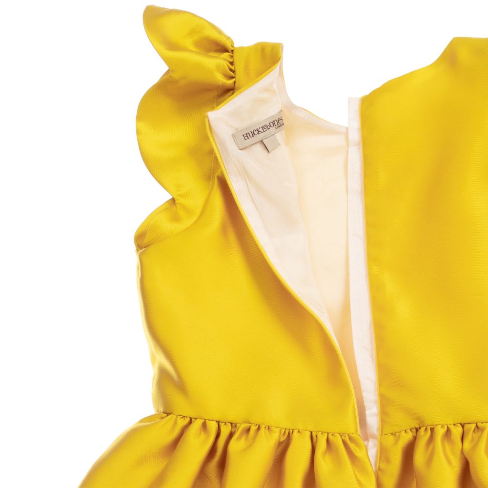 Hucklebones London-Teen Yellow & Ivory Satin Dress  | Childrensalon Outlet