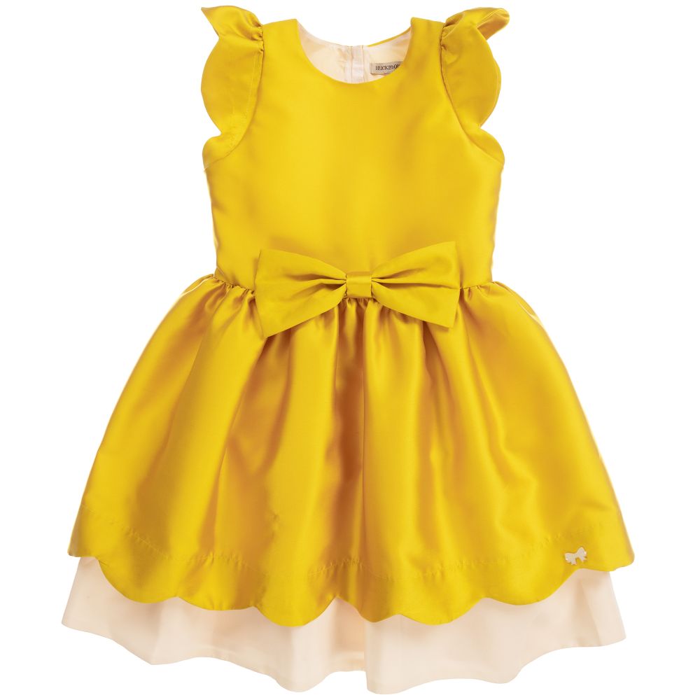 Hucklebones London - Teen Yellow & Ivory Satin Dress  | Childrensalon