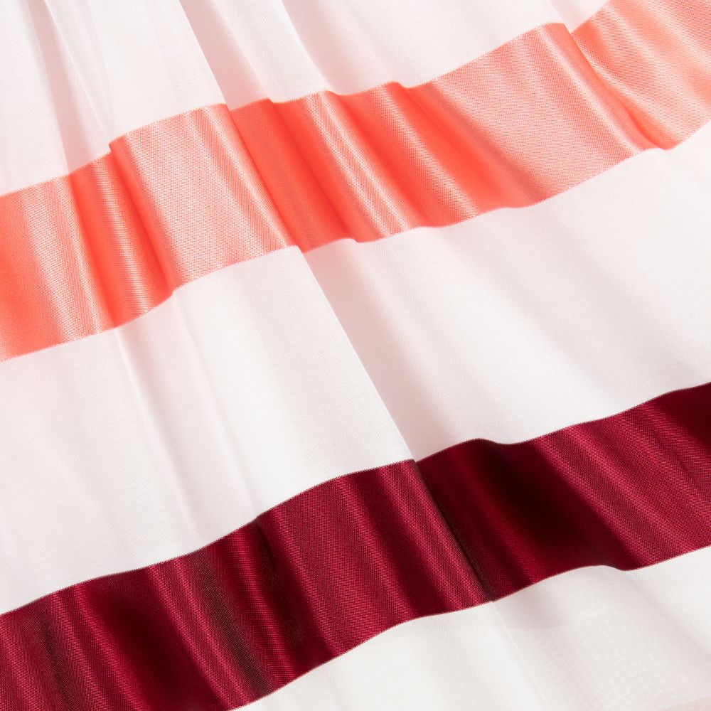 Hucklebones London-White & Pink Satin Stripe Dress | Childrensalon Outlet